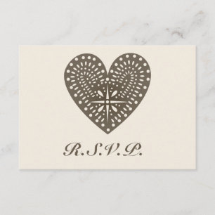 Rustic Folk Art Inspired Heart Bröllop OSA Kort