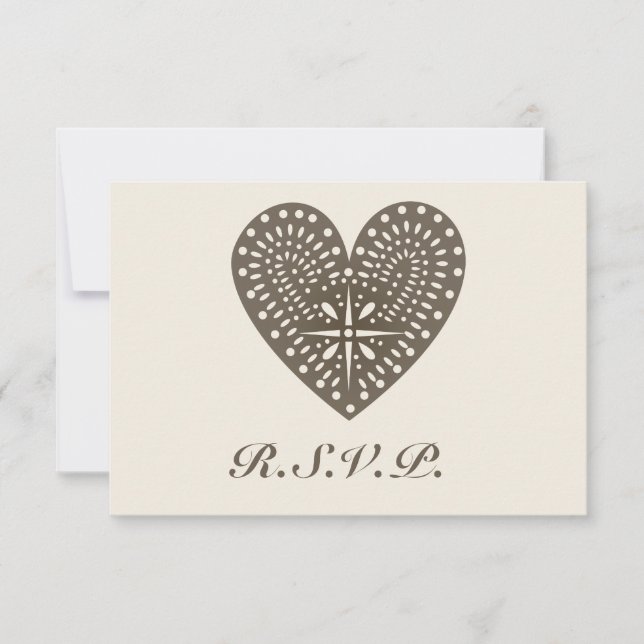 Rustic Folk Art Inspired Heart Bröllop OSA Kort (Framsida)