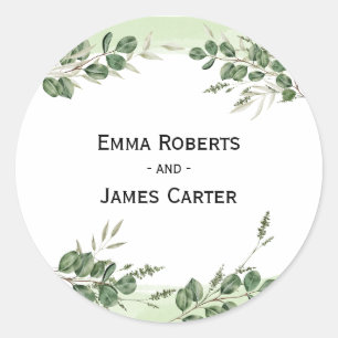Rustic Folk Greenery Round Sticker Runt Klistermärke