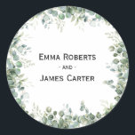 Rustic Folk Greenery Round Sticker Runt Klistermärke<br><div class="desc">Celebrate your rustic folk wedding with this charming greenery round sticker. Featuring folk-inspired design elements and a natural theme,  it's perfect for sealing envelopes,  favors,  or adding personalized flair to your event. A beautiful fit for any greenery wedding celebration.</div>