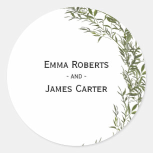 Rustic Folk Greenery Round Sticker Runt Klistermärke