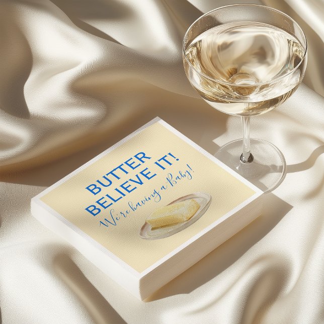 Rustic Food Butter Yellow Blue Boy Baby Shower Pappersservett (Skapare uppladdad)