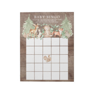 Rustic Forest Animals Baby Shower Bingo Game Anteckningsblock
