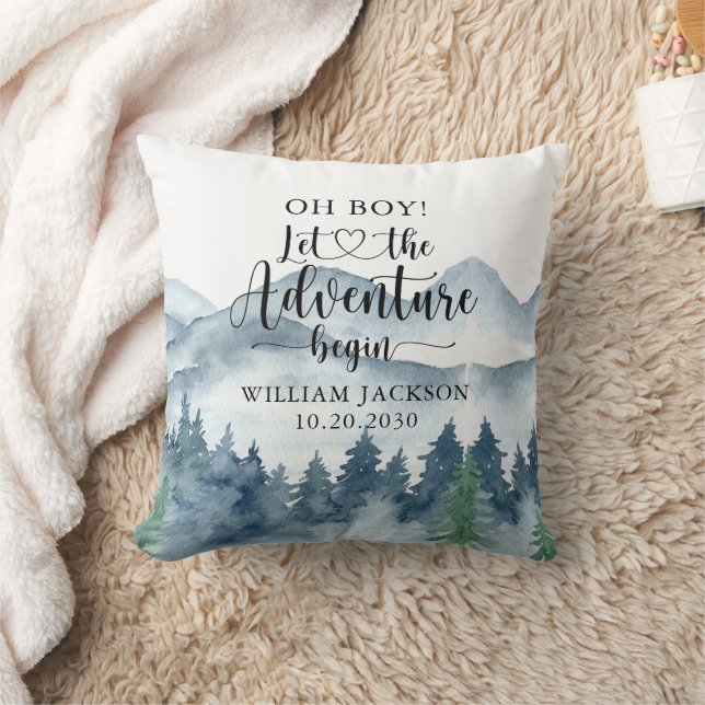 Rustic Forest Äventyr Mountains Boy Nursery Kudde (Filt)