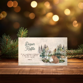Rustic Forest Bear Baby Shower Raffle Tilläggskort