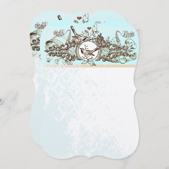 Rustic Forest Birds Bronze Rulla Bröllop Inbjudningar (Fram/baksida)