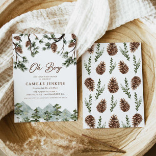 Rustic Forest Boy Baby Shower Inbjudningar