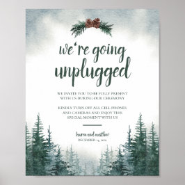 Rustic Forest Bröllop Unplugged Ceremony Poster