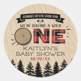 Rustic Forest Buffalo Plade Vild en babystötare Runt Klistermärke