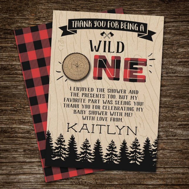 Rustic Forest Buffalo Plade Vild en babystötare Tack Kort (Skapare uppladdad)