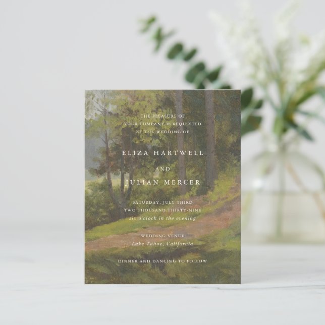 Rustic Forest Elegant Wedding Invitation (Stående Fram)