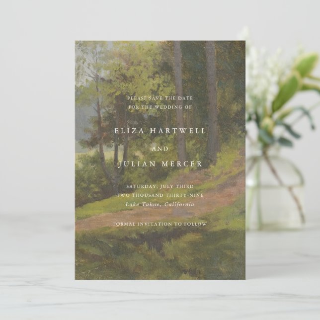 Rustic Forest Elegant Wedding Spara Datumet (Stående Fram)