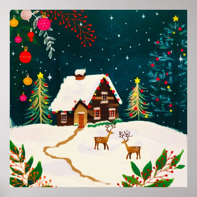 Rustic Forest Foliage Autumn Winter Berries Poster (Framsidan)