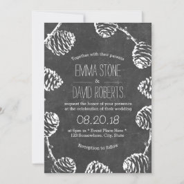 Rustic Forest Gräs Cones Chalkboard Bröllop Inbjudningar