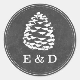 Rustic Forest Gräs Cones Chalkboard Wedding Favor Runt Klistermärke