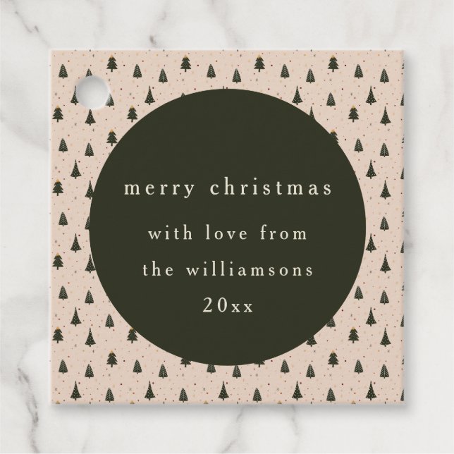 Rustic Forest Grönt Julgranar Gift från Gåvor Etiketter (Framsida)