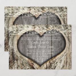 Rustic Forest Heart Knot i Träd Bröllop Inbjudningar