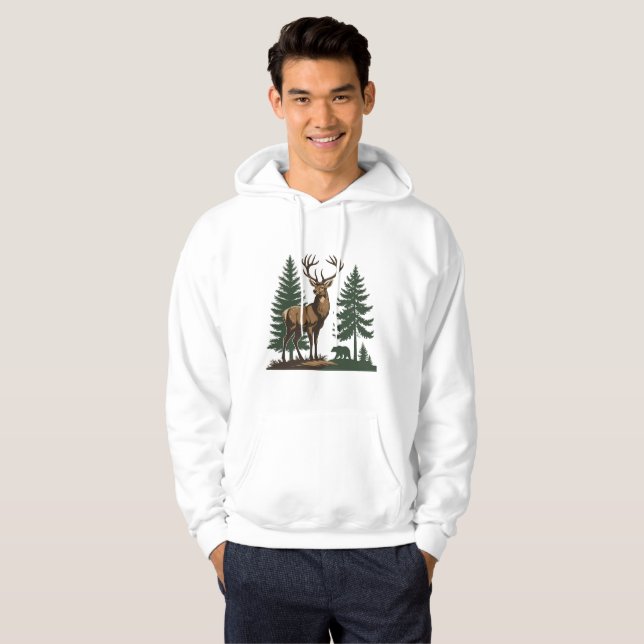 Rustic Forest Hjort Hoodie (Hel framsida)
