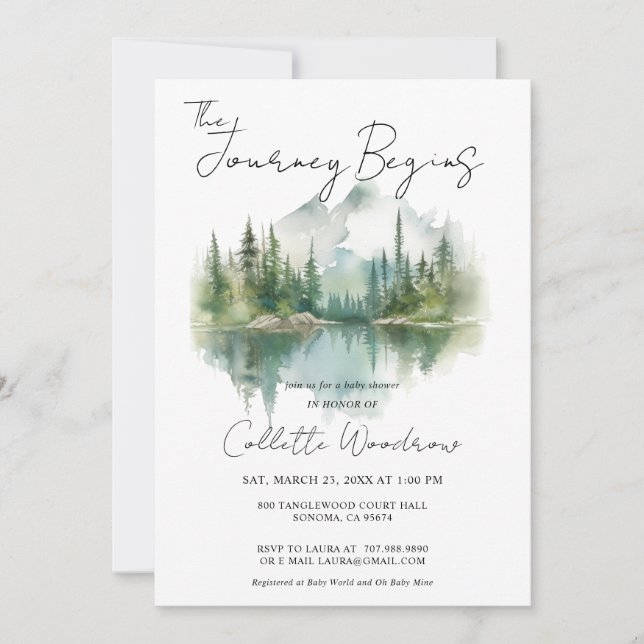 Rustic Forest Journey Begins Watercolor Inbjudningar (Framsida)