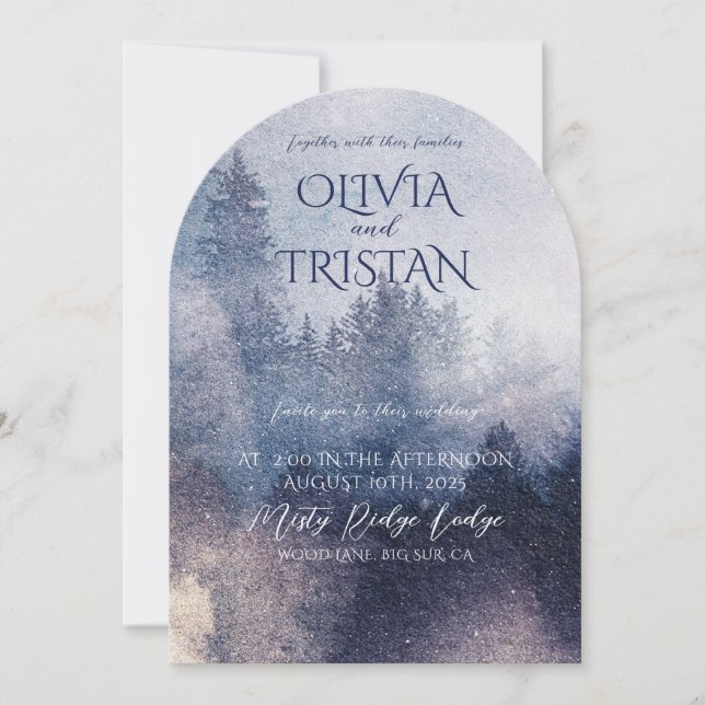 Rustic Forest Mist Gräs Träd Enchanted Bröllop Inbjudningar (Framsida)