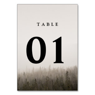 Rustic Forest Misty Ligcape Bröllop Bordsnummer