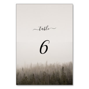 Rustic Forest Misty Ligcape Bröllop Bordsnummer