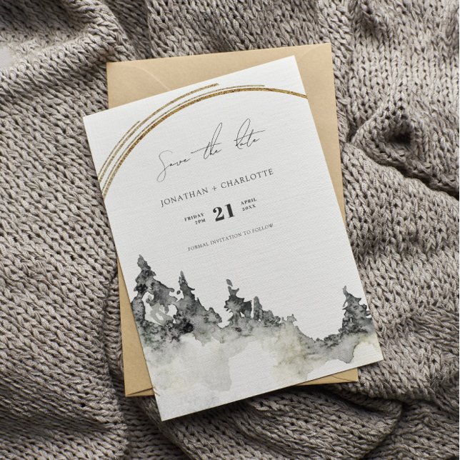 Rustic Forest & Mountain Bröllop Spara Datumet (Skapare uppladdad)