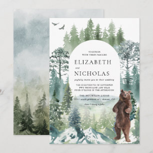 Rustic Forest Mountain   Camping Bröllop Inbjudningar