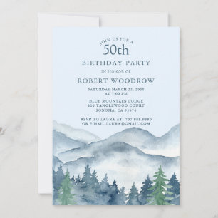 Rustic Forest Mountains 50:e födelsedagsfesten Inbjudningar