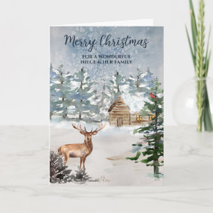 Rustic Forest Niece & Family God jul Kort