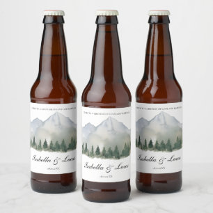 Rustic Forest och Mountain Bröllop Ölflaska Etikett
