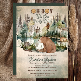 Rustic Forest Oh Boy Barly Wait Baby Shower Inbjudningar