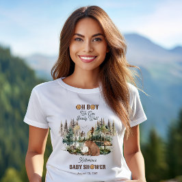 Rustic Forest Oh Boy Barly Wait Baby Shower T Shirt