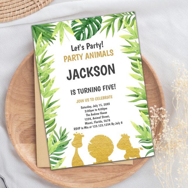 Rustic Forest Party Card Inbjudningar (Glitter Woodland Animals Invitations)