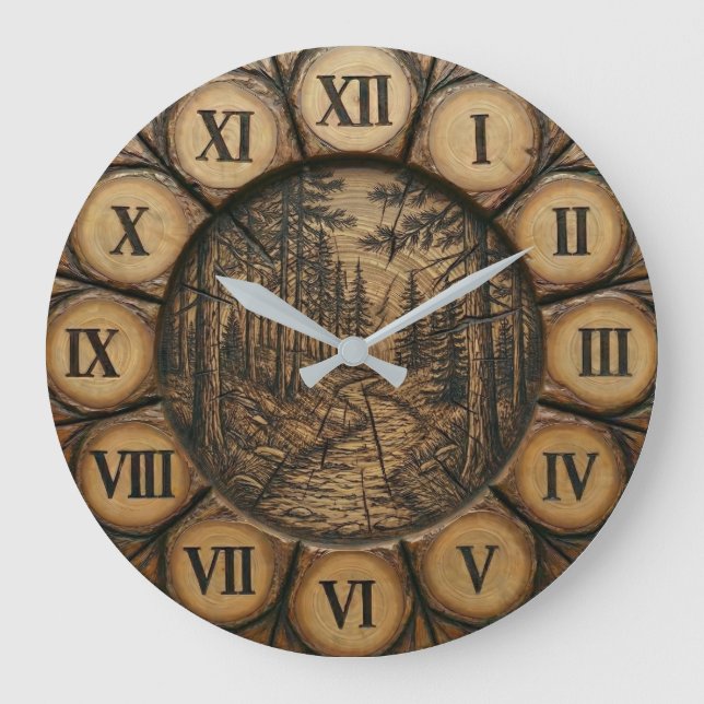 Rustic Forest Path Wall Clock  Stor Klocka (Framsida)