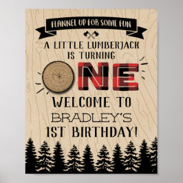 Rustic Forest Play Lumberjack Boys 1:a födelsedage Poster