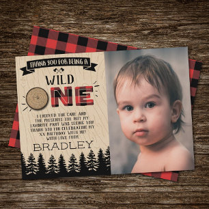 Rustic Forest Play Lumberjack Boys 1:a födelsedage Tack Kort
