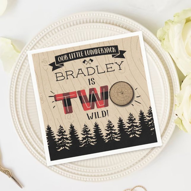 Rustic Forest Play Lumberjack Boys 2:a födelsedage Pappersservett (Skapare uppladdad)