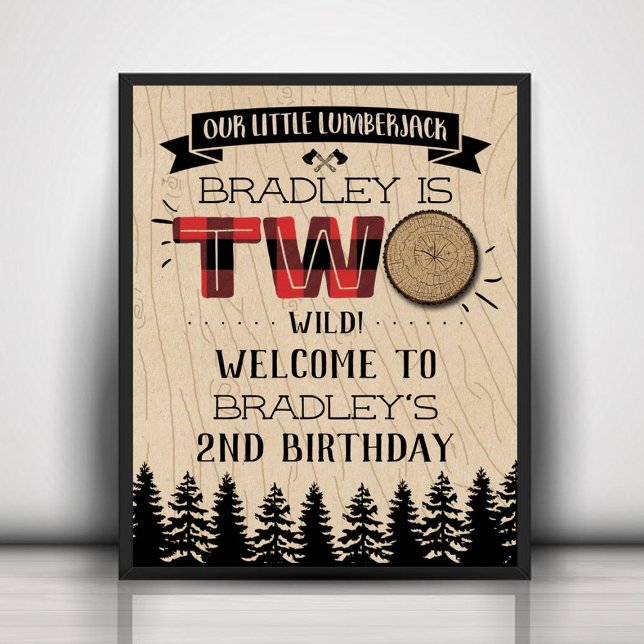 Rustic Forest Play Lumberjack Boys 2:a födelsedage Poster (Skapare uppladdad)