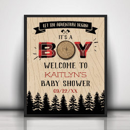 Rustic Forest Play Lumberjack Boys Baby Shower Poster