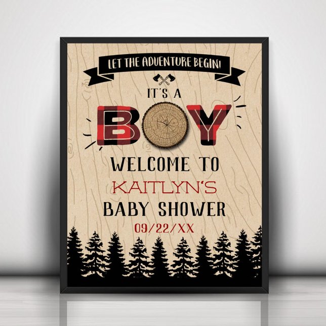 Rustic Forest Play Lumberjack Boys Baby Shower Poster (Skapare uppladdad)