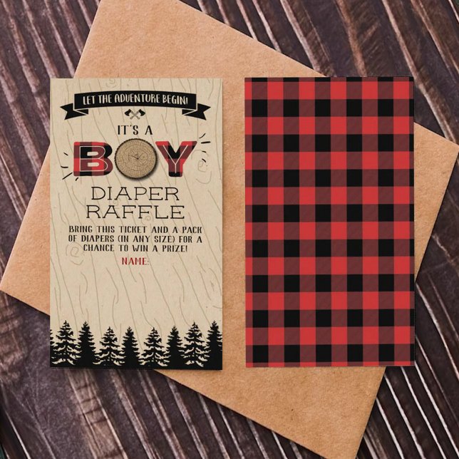 Rustic Forest Play Lumberjack Boys Baby Shower Tilläggskort (Skapare uppladdad)
