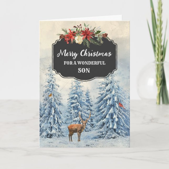 Rustic Forest Son God jul Kort (Framsida)