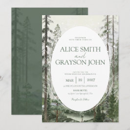 Rustic Forest Tree Classic Watercolor Wedding  Inbjudningar