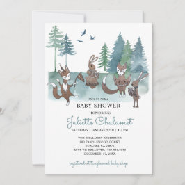 Rustic Forest Woodland Animals Baby Shower Inbjudningar