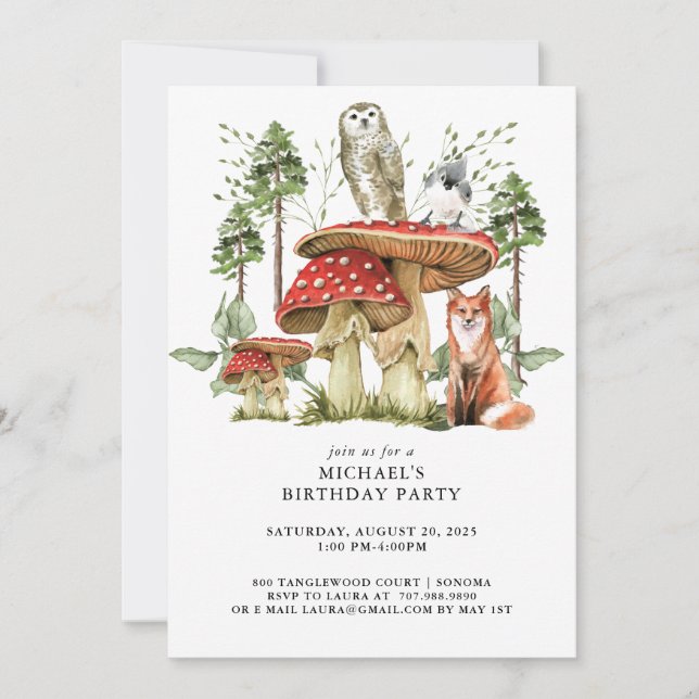 Rustic Forest Woodland Animals Boy Birthday Inbjudningar (Framsida)