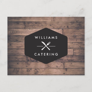 Rustic Fork Knivar Catering Logotyp om Distress Wo Vykort