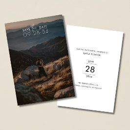 Rustic-foto Bröllop med enkelt modernt skript Spara Datumet