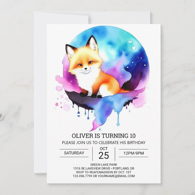 Rustic Fox Birthday Bliss Inbjudningar (Framsida)