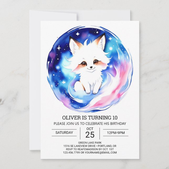 Rustic Fox Birthday Editable Inbjudningar (Framsida)